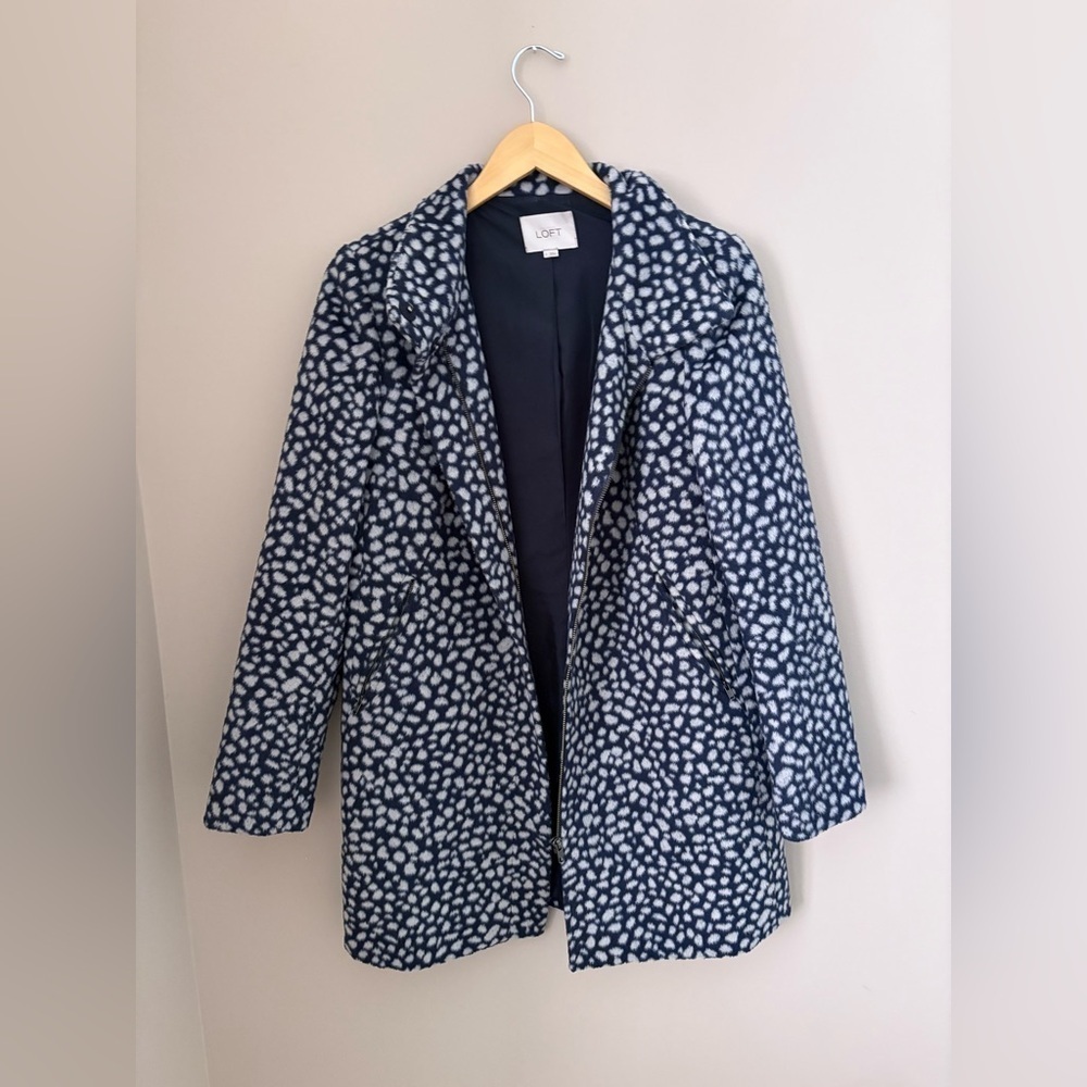 Ann Taylor Loft Women's Animal Print Long Overcoat Size S Black - Picture 3 of 7